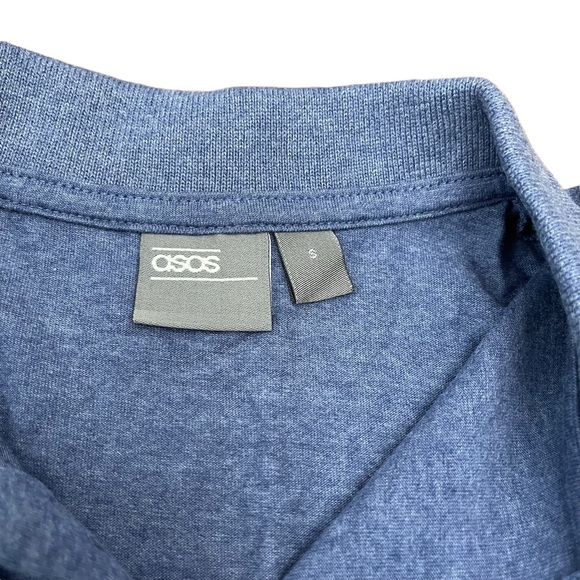 ASOS | MEN’S LONG SLEEVE POLO SHIRT | HEATHER BLUE | S | NWOT - Picture 4 of 8
